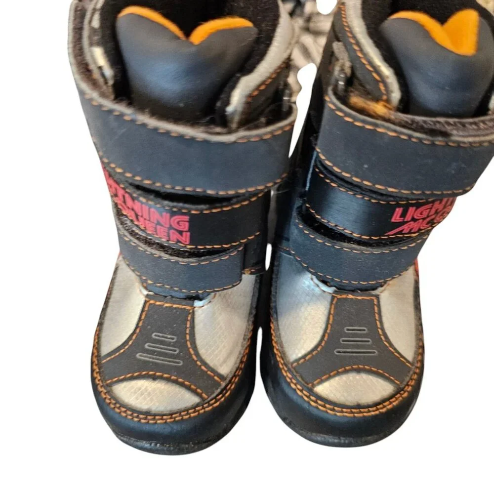 Disney Cars Lightning‎ Mcqueen Mater Winter Snow Boots Boys Toddler Size 6 Black